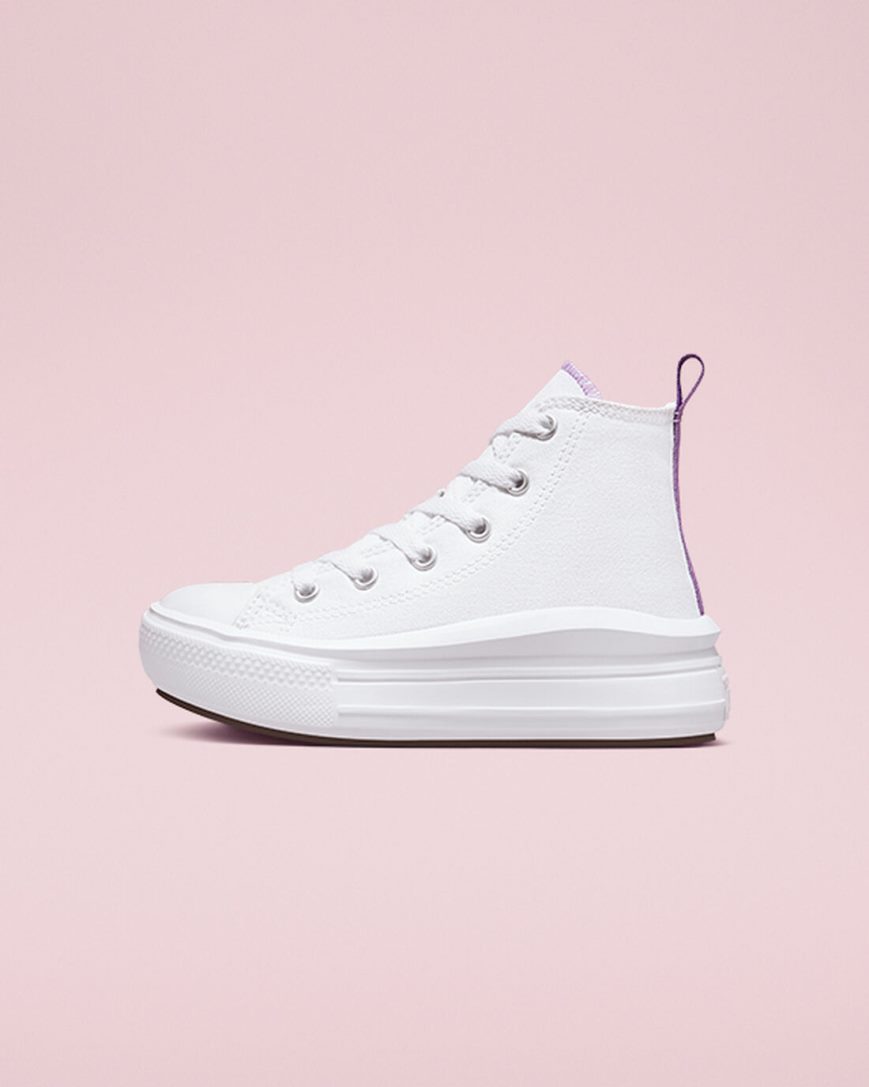 Girls' Converse Chuck Taylor All Star Move High Top Platform Shoes White / Purple / White | AU 38451Q